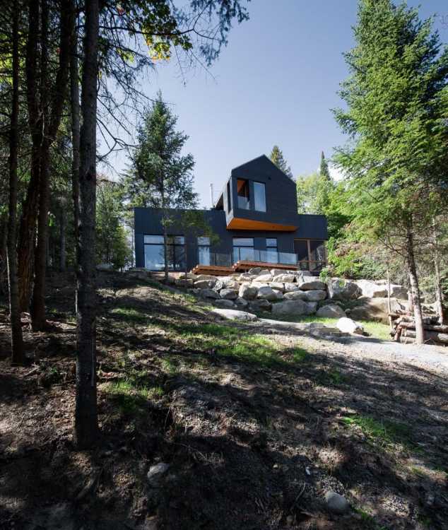 Wooden house view from below