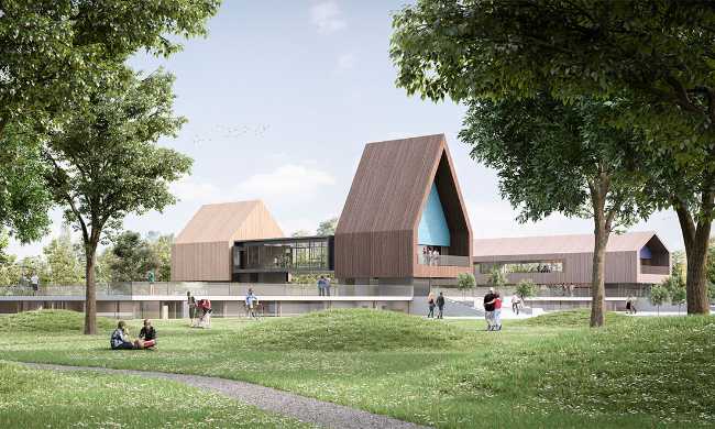 Wooden school inserted in the context