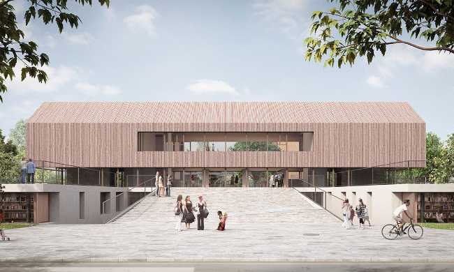 Contemporary wooden school