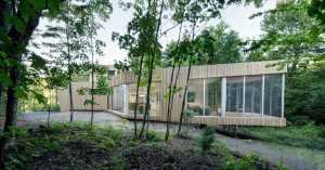 Wooden villa in the forest