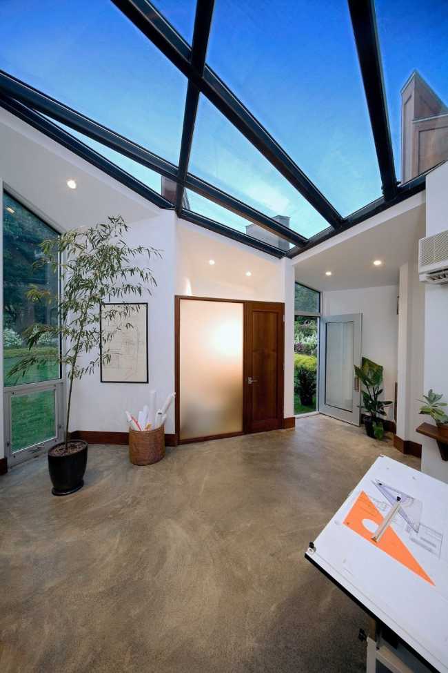 Interior of a laboratory with glass roof