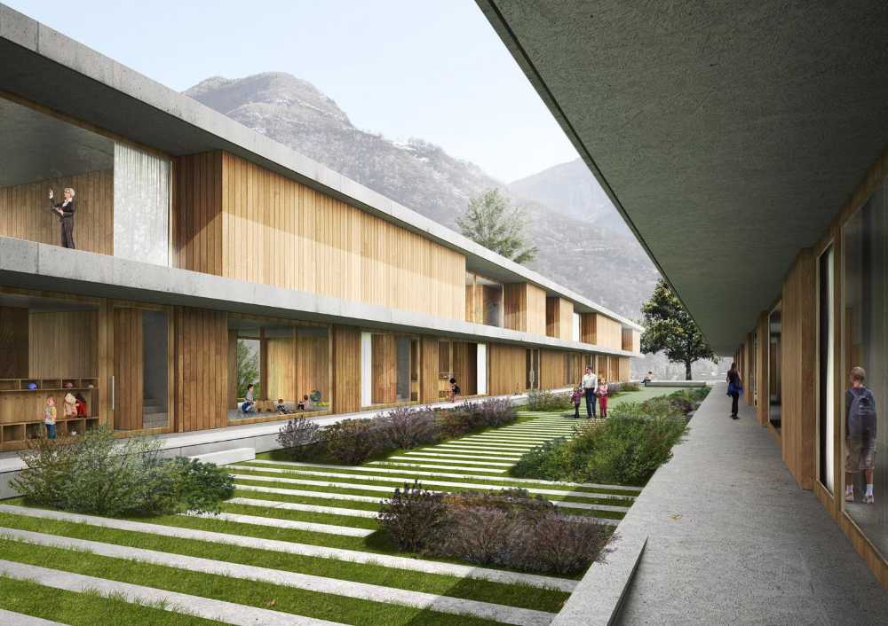 Nuovo volume di una scuola in legno