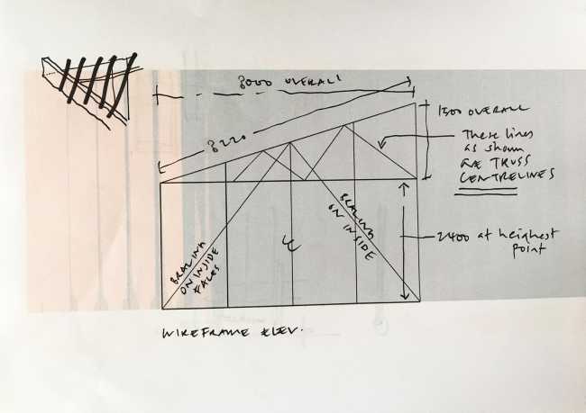 Workshop between the trees with wooden structure and transparent walls concept