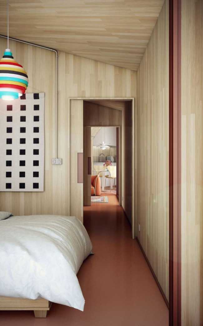 Interno unità abitative modulari in legno