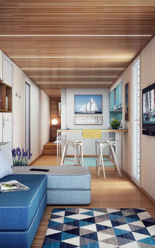 Interno unità abitative modulari in legno