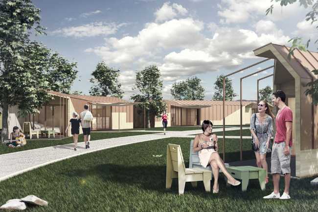 Spazio esterno unità abitative modulari in legno