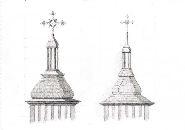 Sketch bell tower wooden chapel