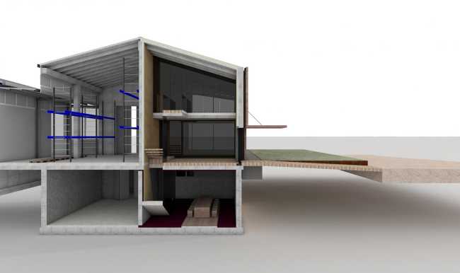Sezione prospettica di una cantina