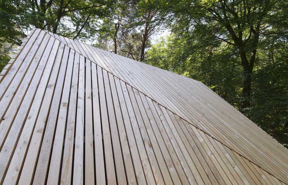 Casa in legno con parte del tetto vetrato