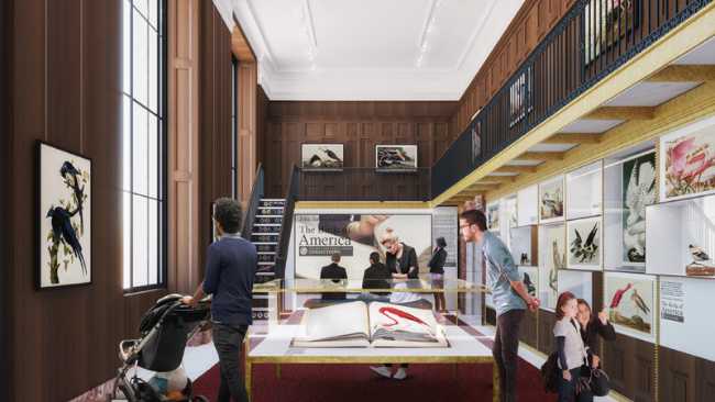 interior in wood new york library