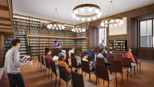 interior in wood new york library