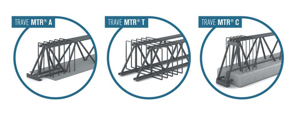 Tre tipologie di travi tralicciate del sistema MTR della Metal.Ri