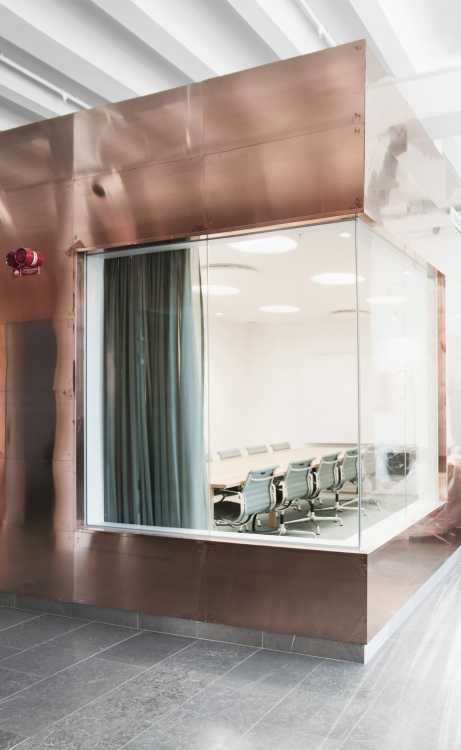 Company headquarters with glass facade