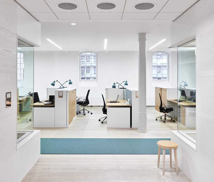 Company headquarters with glass facade