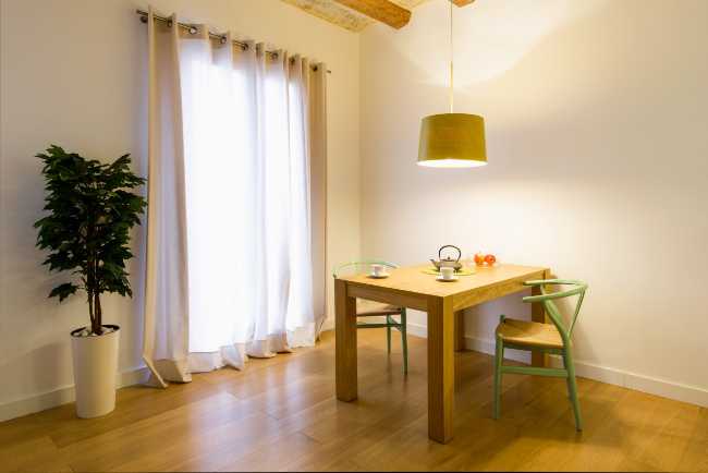 Square wooden dining table