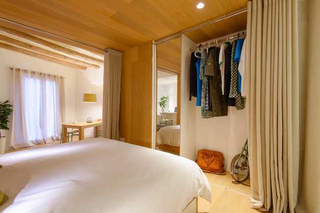 Bed and wardrobe