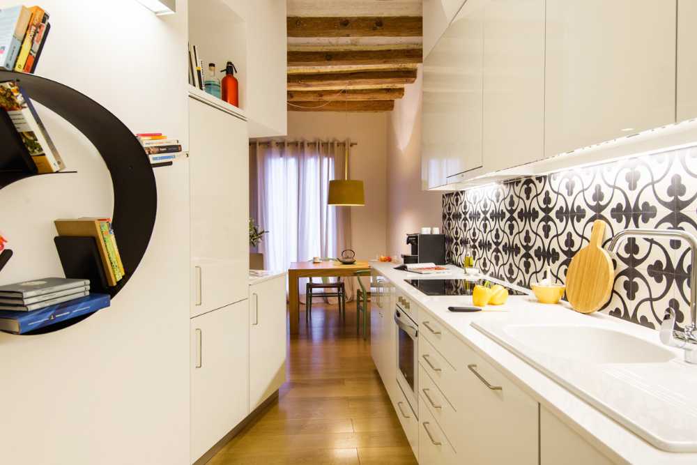 Kitchen with white furniture