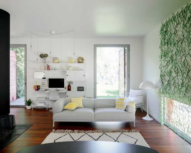 Bright lounge and gray sofa