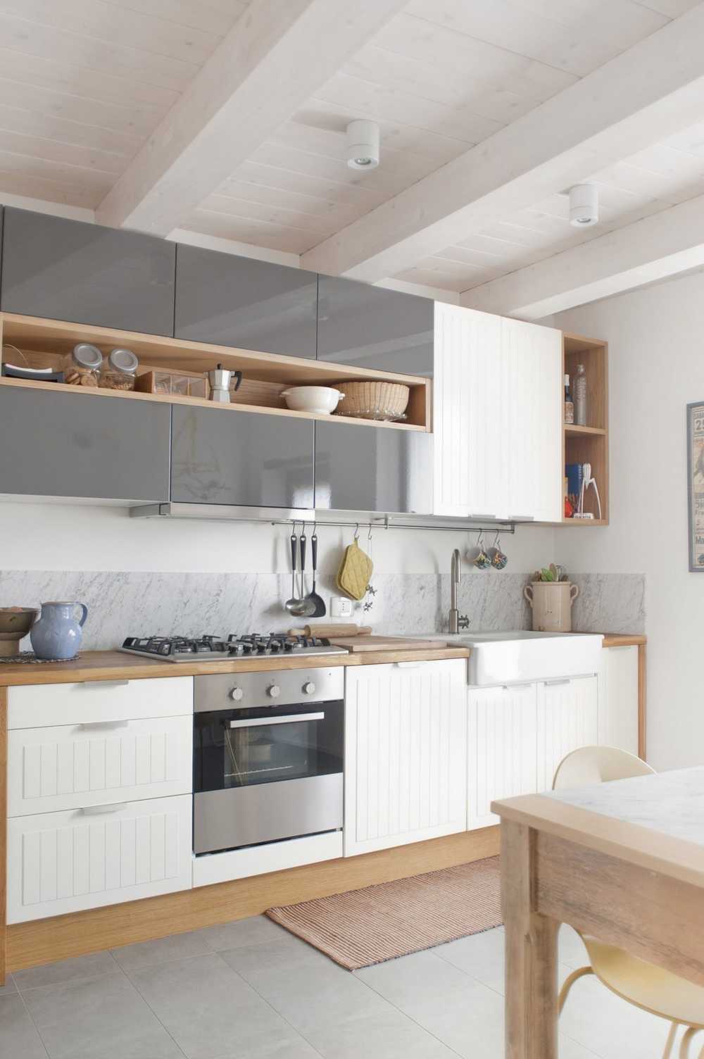 wooden and white kitchen