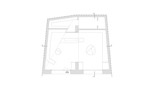 Plan of shoe store between historic walls