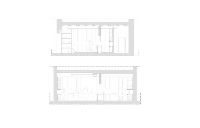 Plan of shoe store between historic walls