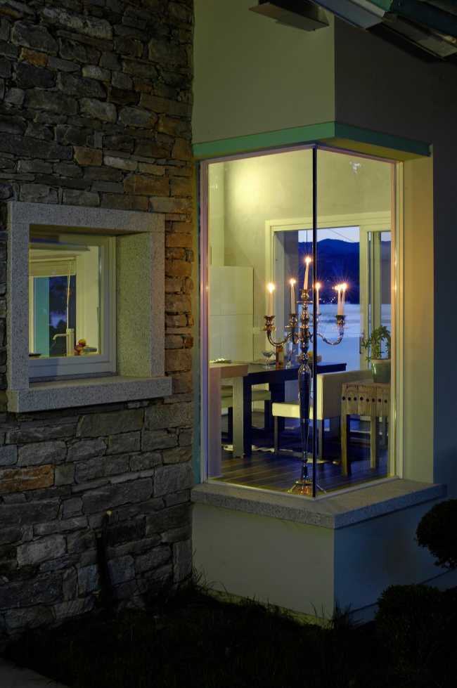 Illuminated house interior