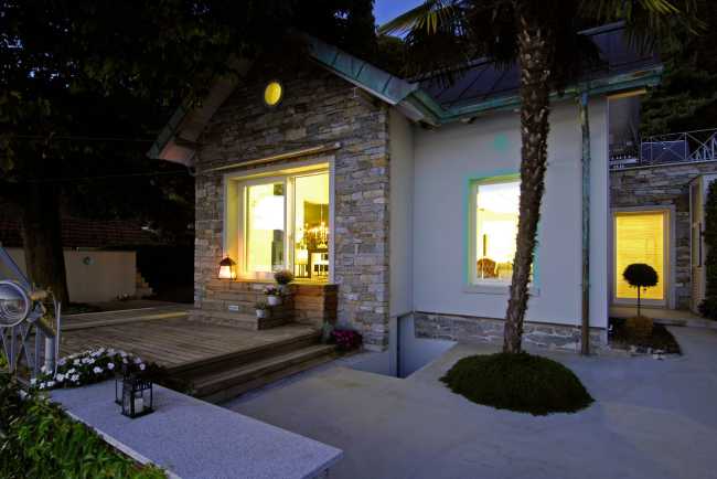 Illuminated house interior