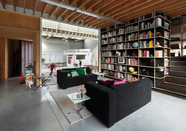 Sitting area with bookcase