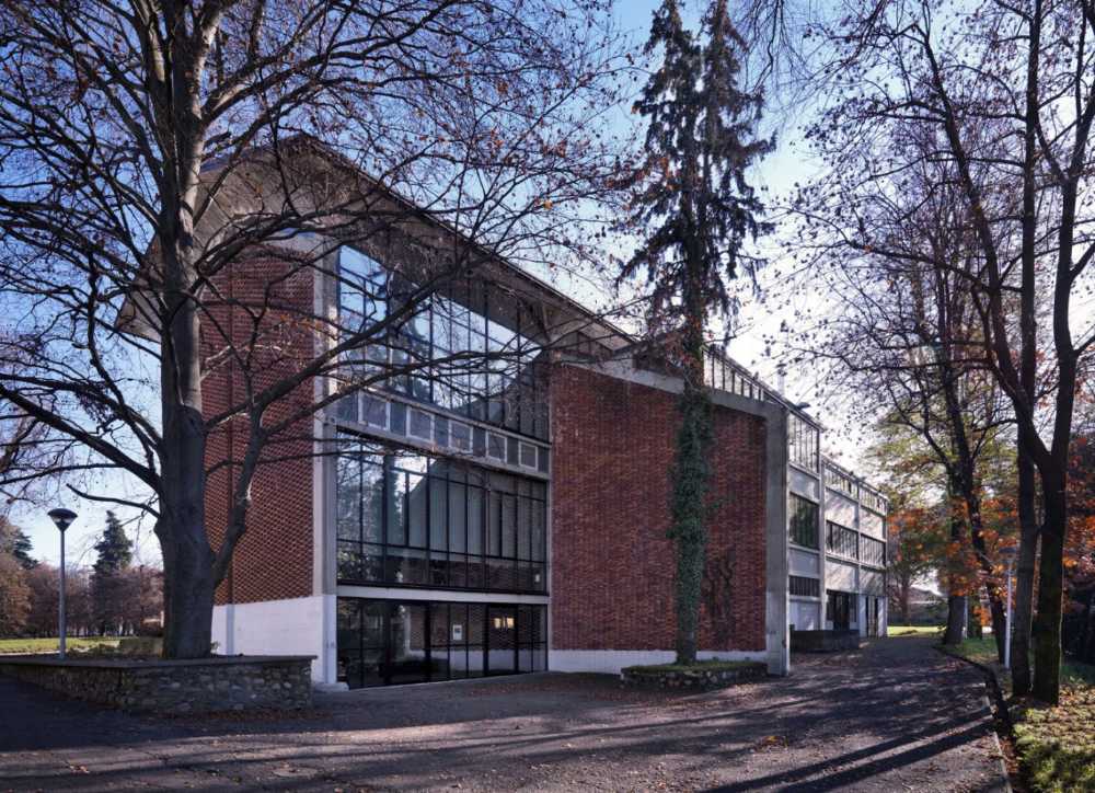 School with glass facade