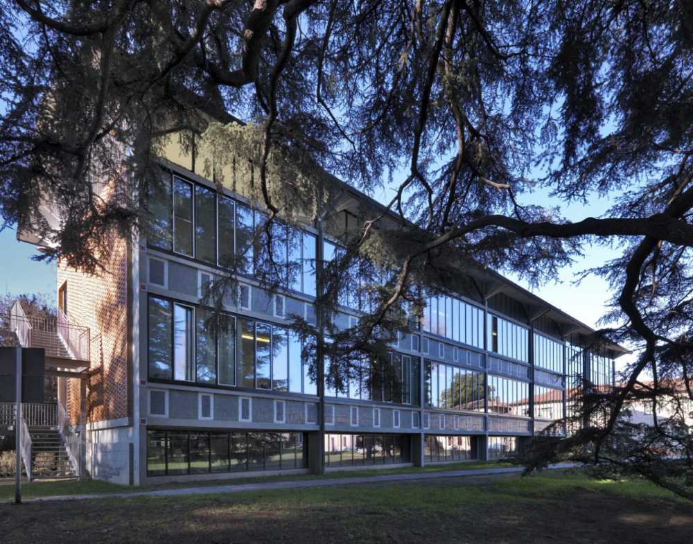 School with glass facade