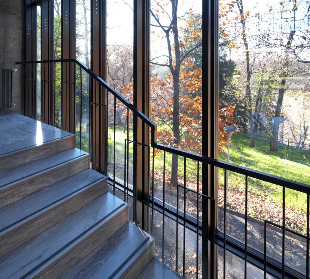 School with glass facade