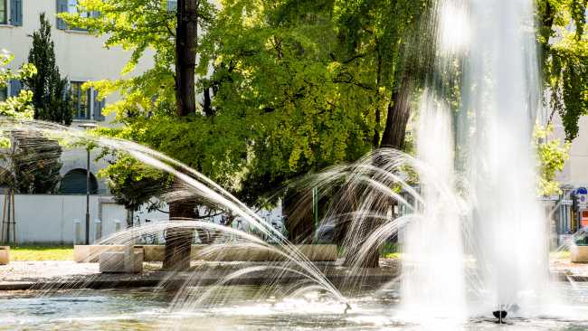 Fuente y juegos de agua