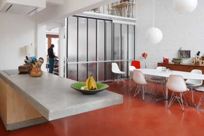 Interior with red floor