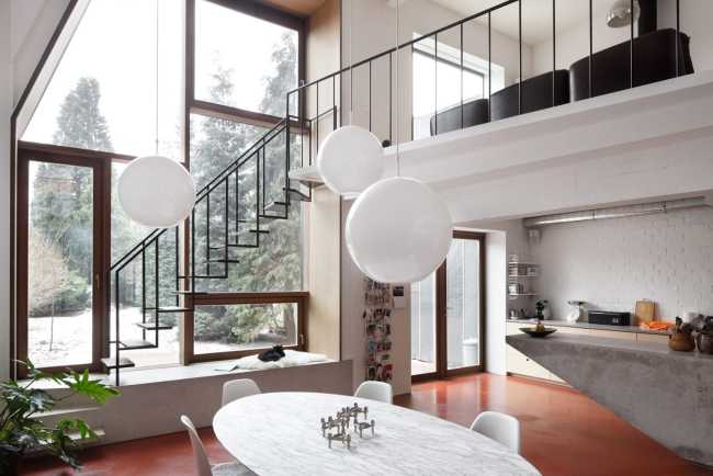 Bright interior glazed facade