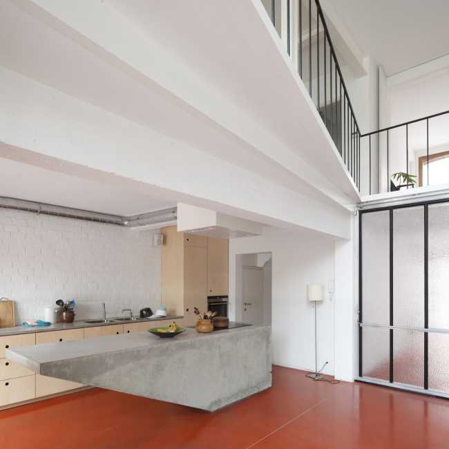 Interior with red floor