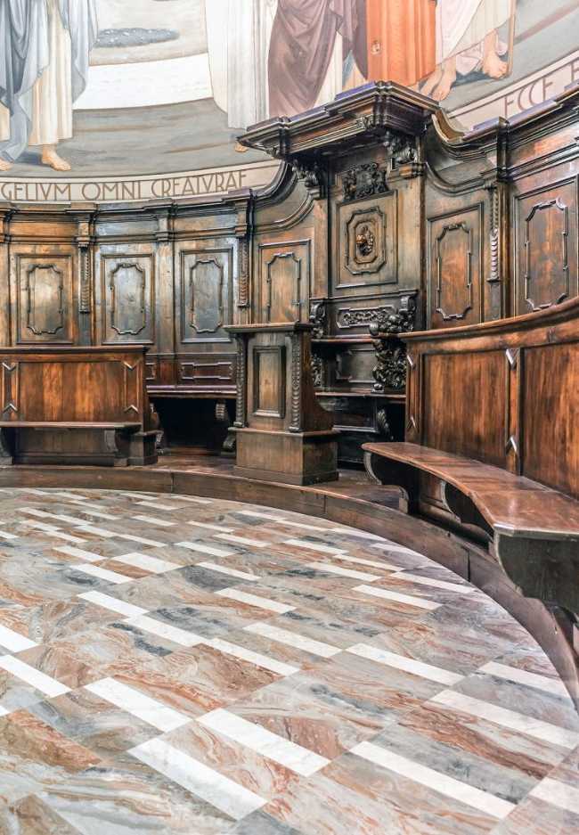 Paving choir of the church