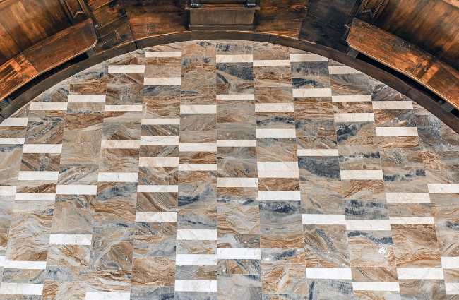 Paving choir of the church