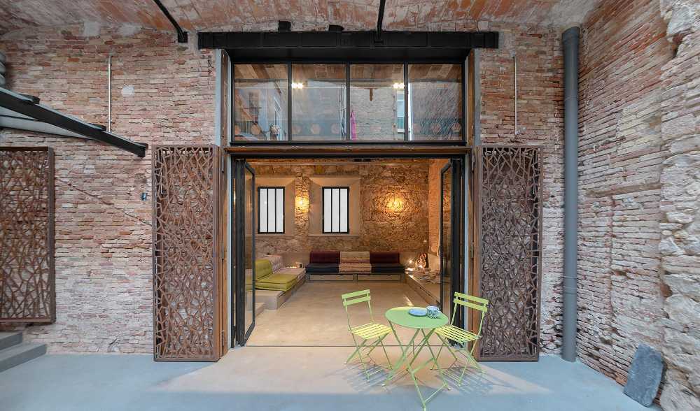 Apartment with brick walls