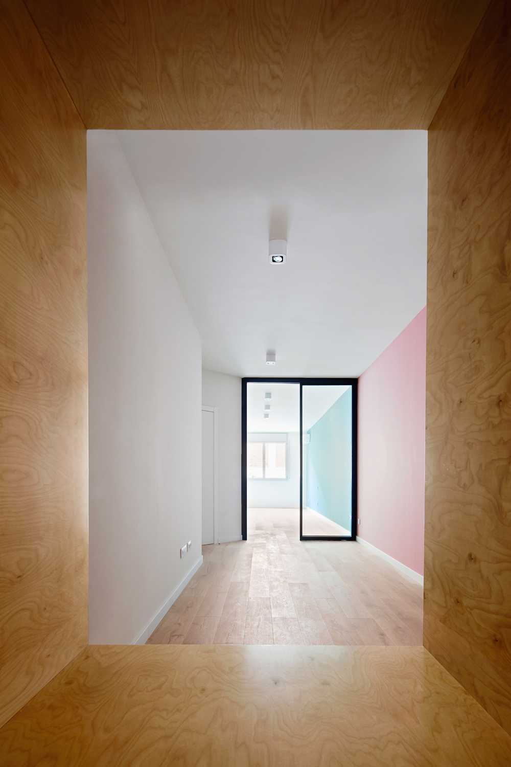 White and wood interior