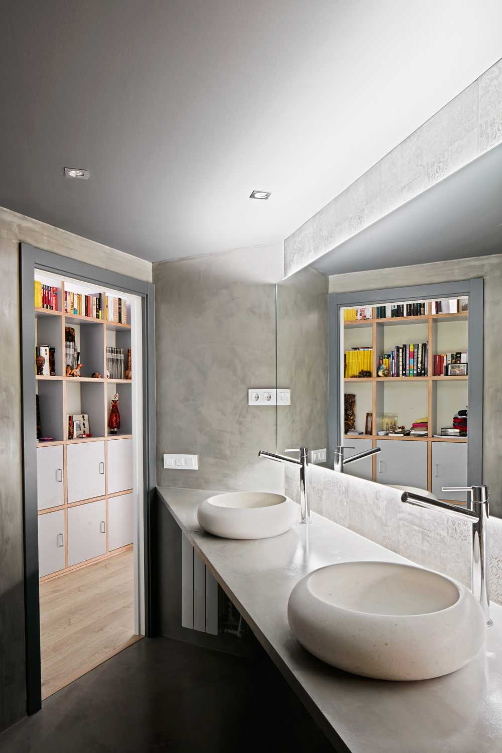 White and wood interior