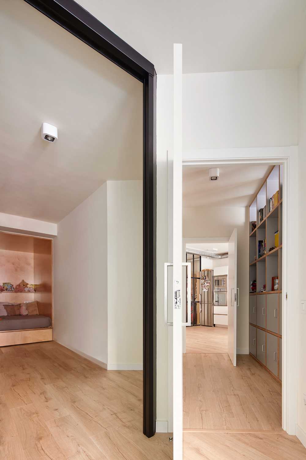 White and wood interior