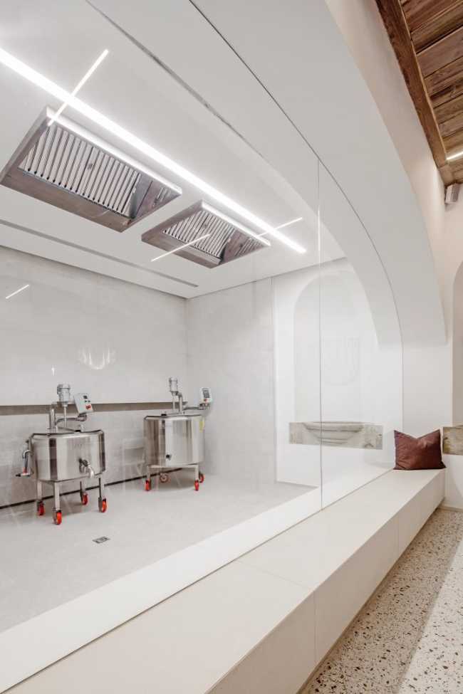 White interior and wood