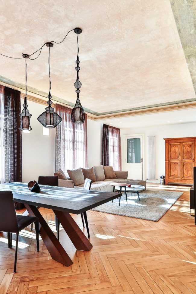 Living room historical apartment renovated