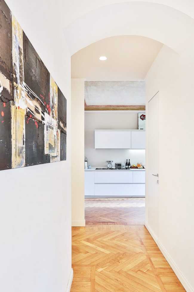 Corridor historical apartment renovated