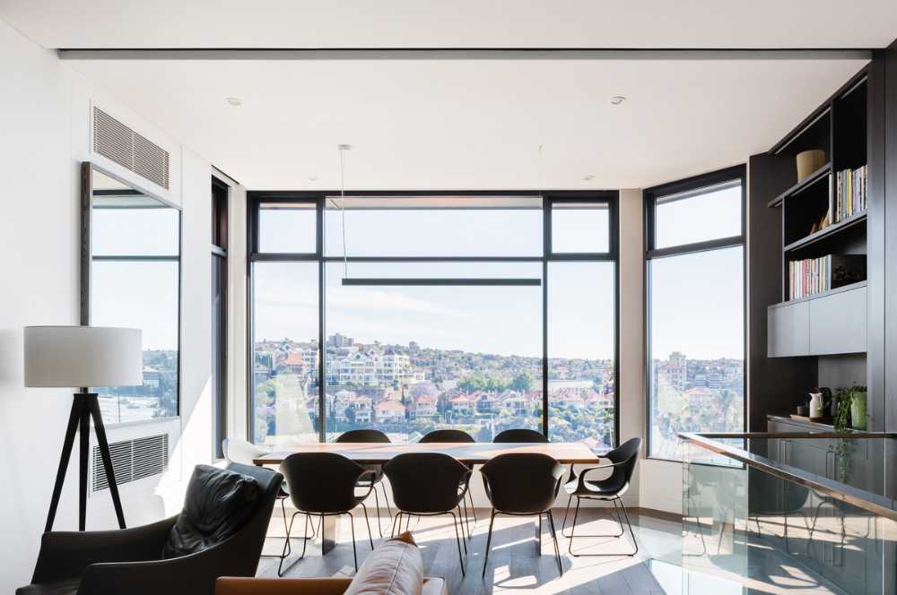 Apartment and stained glass window on the landscape