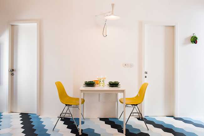 Coloured dining table and floor