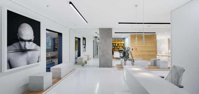 Open space white office interior