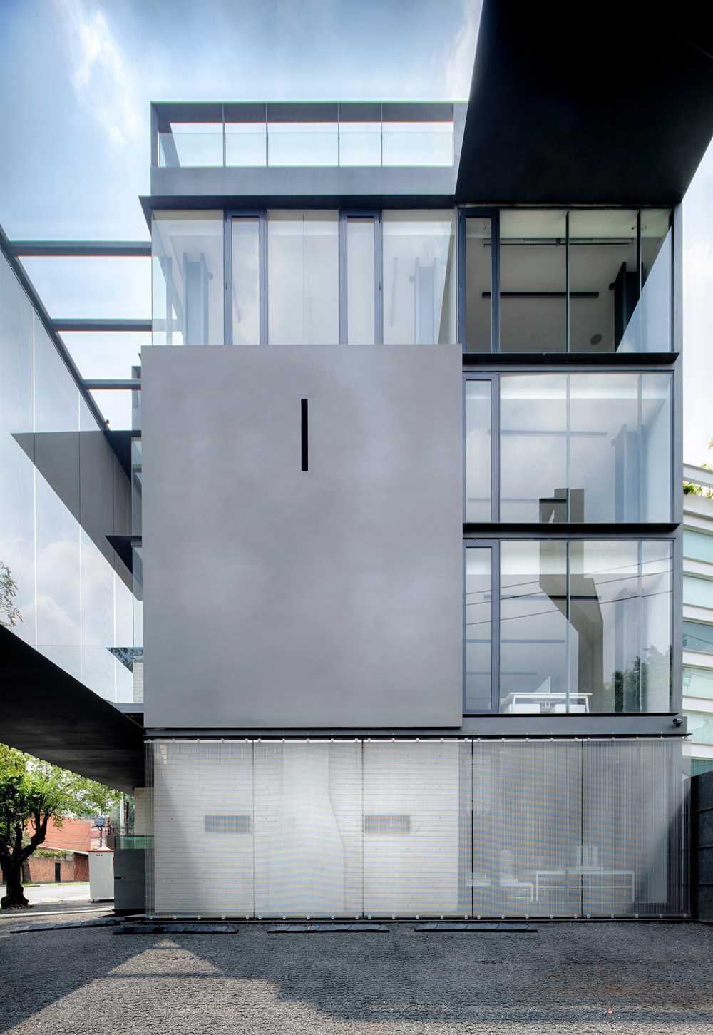 Grey and glass company headquarters facade