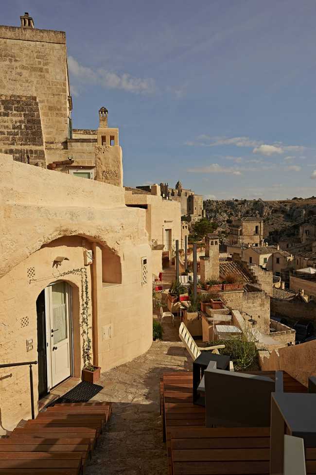 Terrace among the stones of Matera