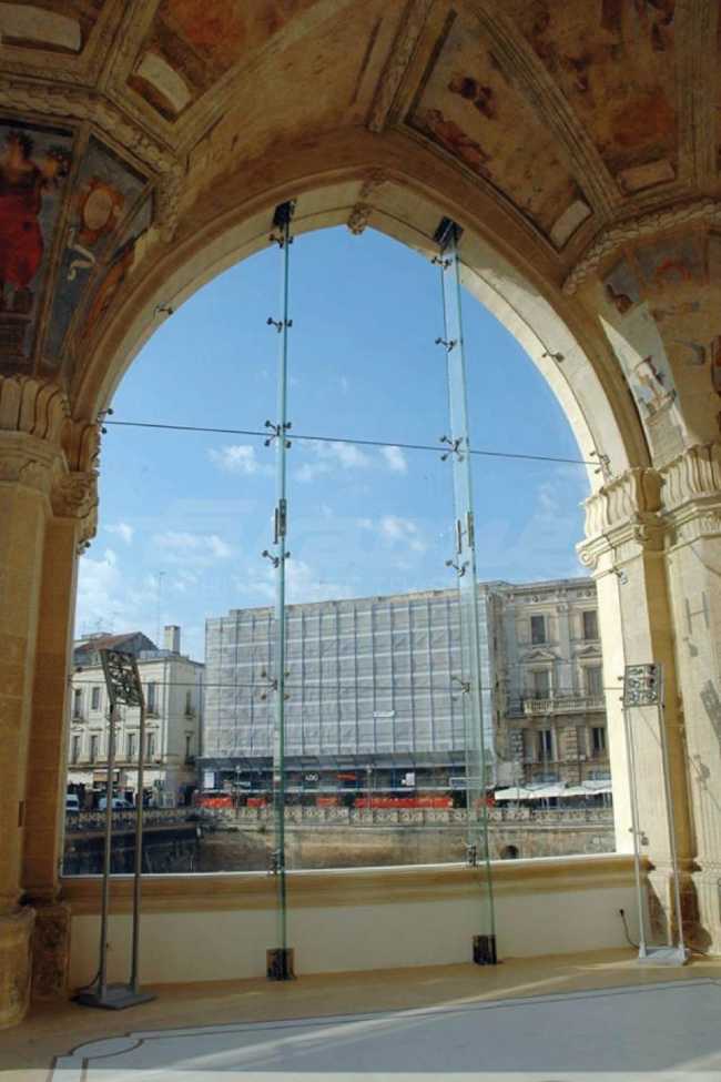 Glass panels and steel frame